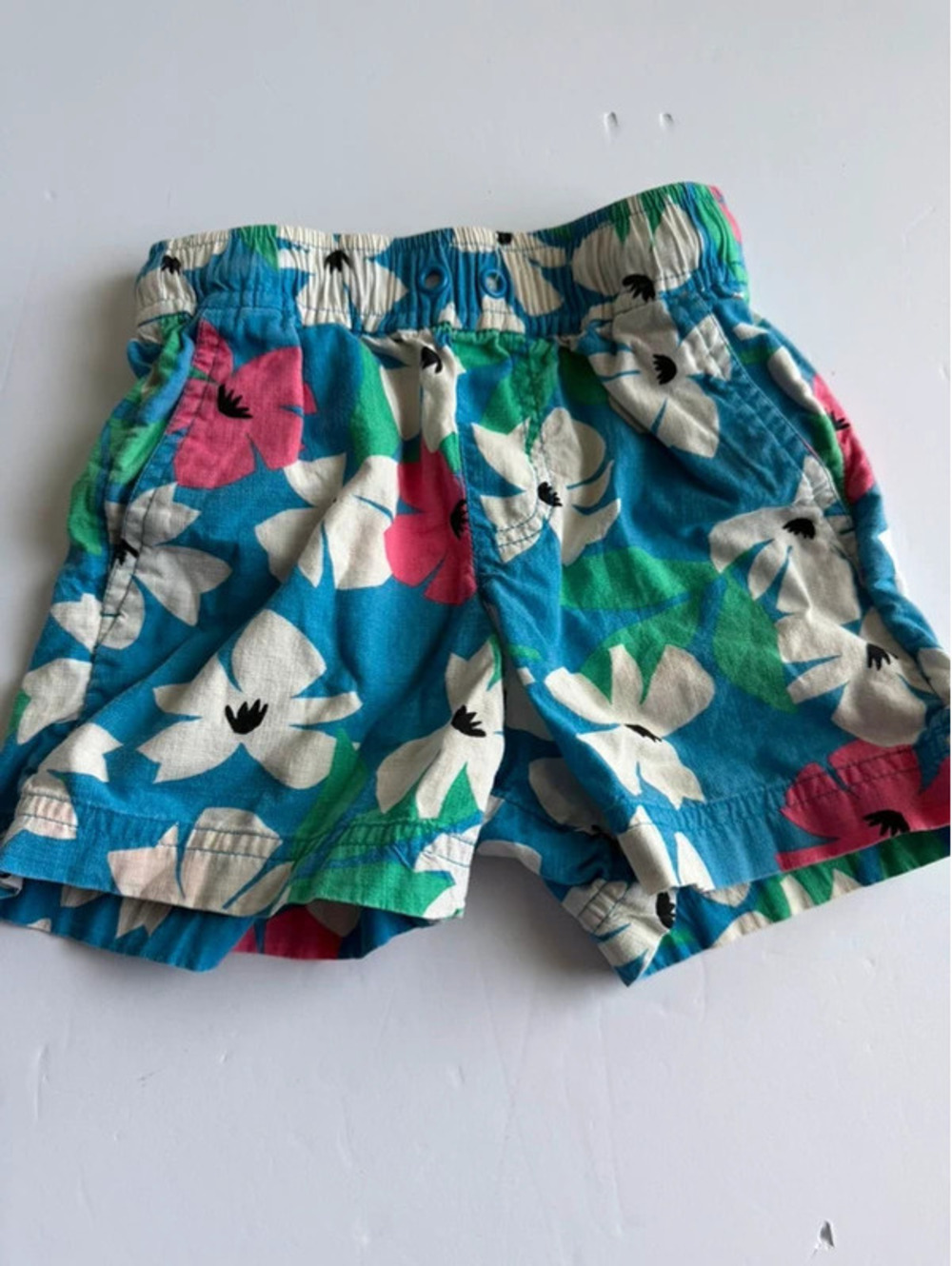 Hanna Andersson Blue Floral Pull-On Shorts Size 3T